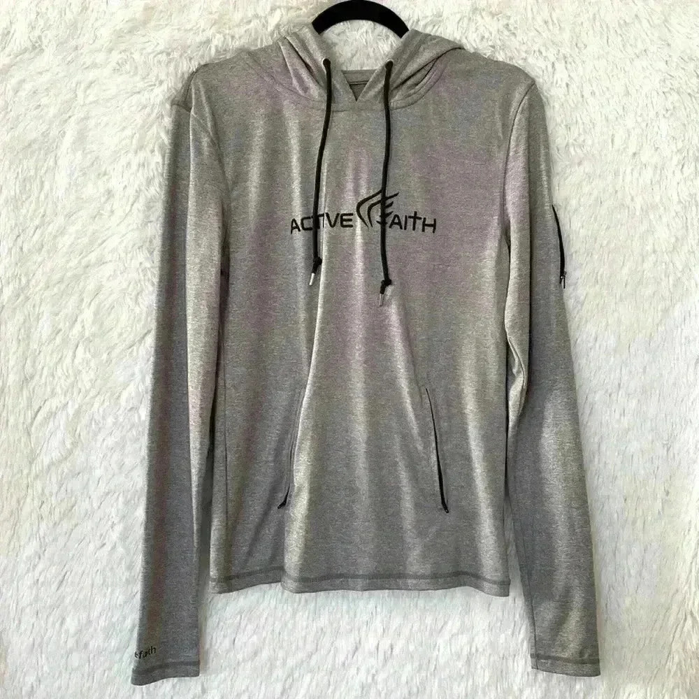ACTIVE FAITH Gray Pullover Hoodie Sweatshirt